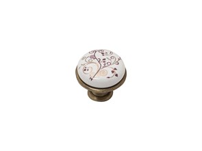 Ручка кнопка мебельная KF01-04 BA Античная Бронза/Белый 23351